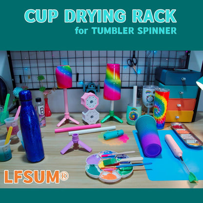 Cup Drying Machine Kit, Drying Stander Holder with Pipe, DIY Glitter Epoxy Tumblers Cup Turner Kit (Rack, White)