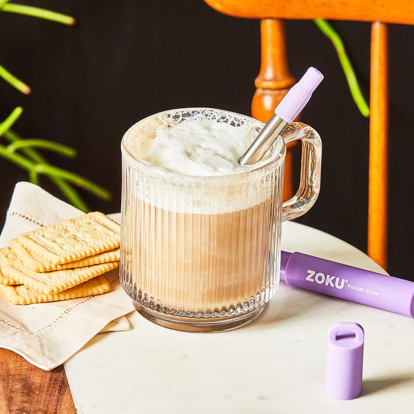 ZOKU Reusable Metal Straw with Case for Travel, Teal - Collapsible Stainless Steel Drinking Straw with Silicone Tip and Cleaner Brush, Ideal for Key Chains, Pockets, Purses