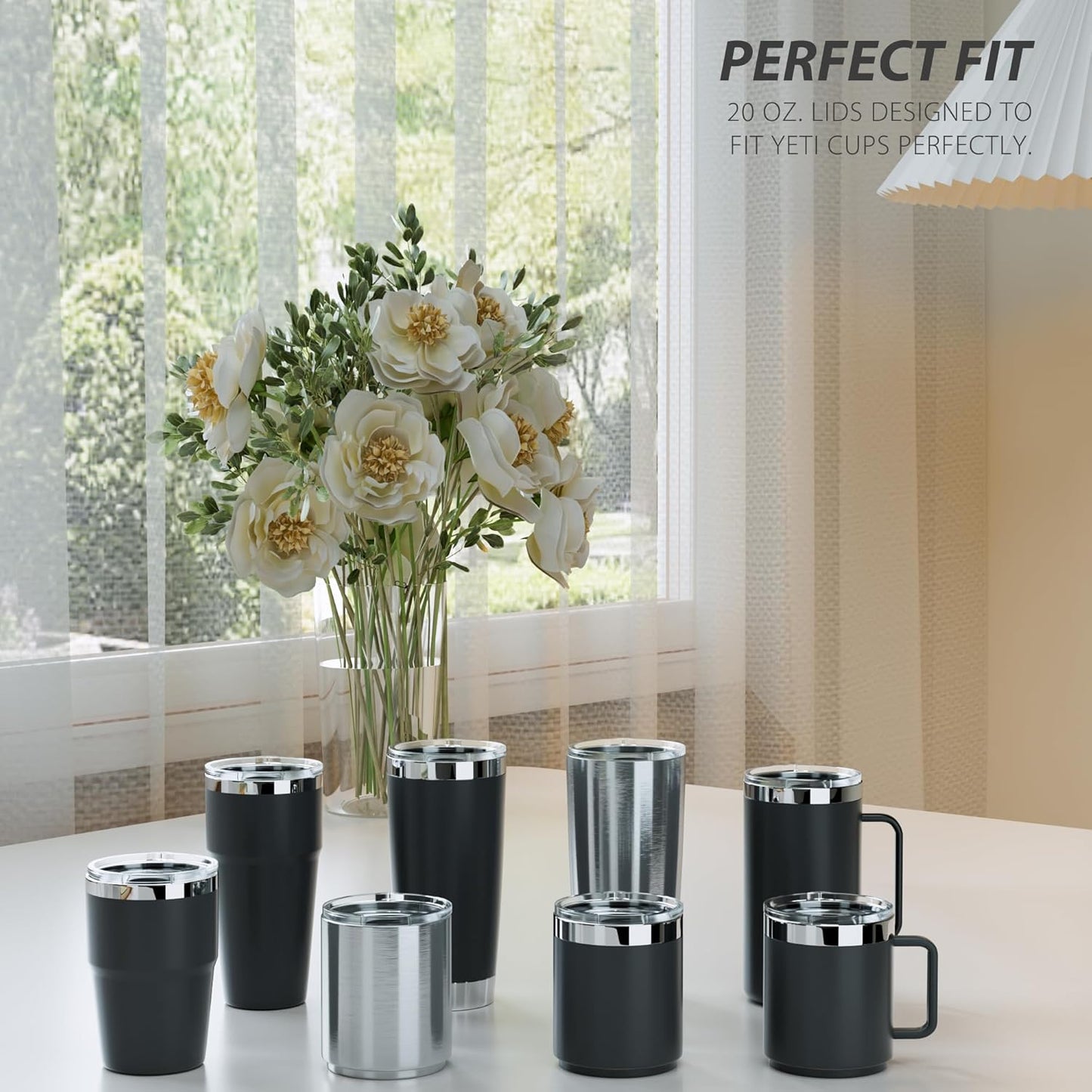 20 oz Tumbler Lid for YETI, 2 Pack Replacement Lids for YETI 20oz Tumbler & 10 oz Lowball, 10 oz Mug, Coffee Cup Covers with Magnetic Slider for Gift, BPA Free