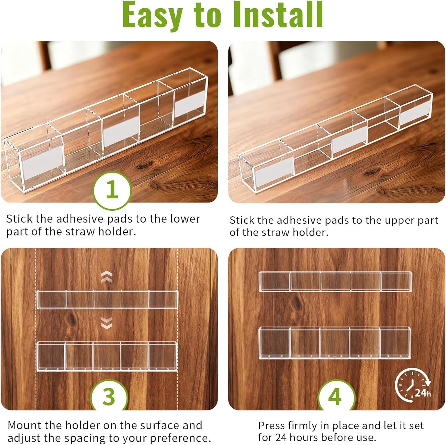 Mpotmiy 9.5” Large Acrylic Straw Holder for Cabinet Door-Reusable Tumbler Straw Organizer with Ultra Sticky Adhesive Tape ,Plastic Kitchen Accessories Container for Inside Cupboard Door (Transparent)