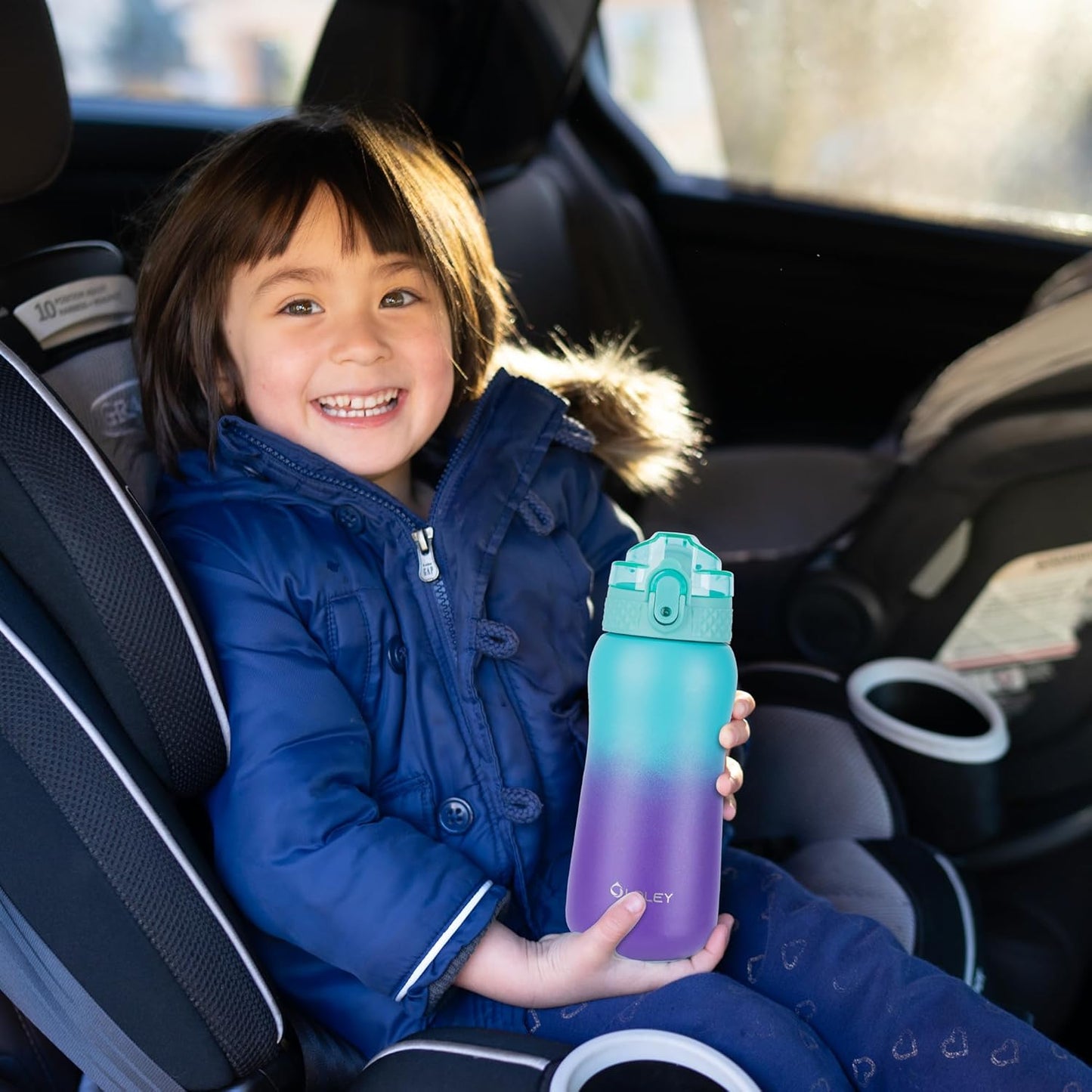 Oldley Insulated Water Bottle 20oz for Adults Kids Stainless Steel Water Bottles with Straw/Chug/Carabiner 3 Lids Fruit Strainer Double Wall Vacuum Wide Mouth BPA Free Leak-Proof for School Travel