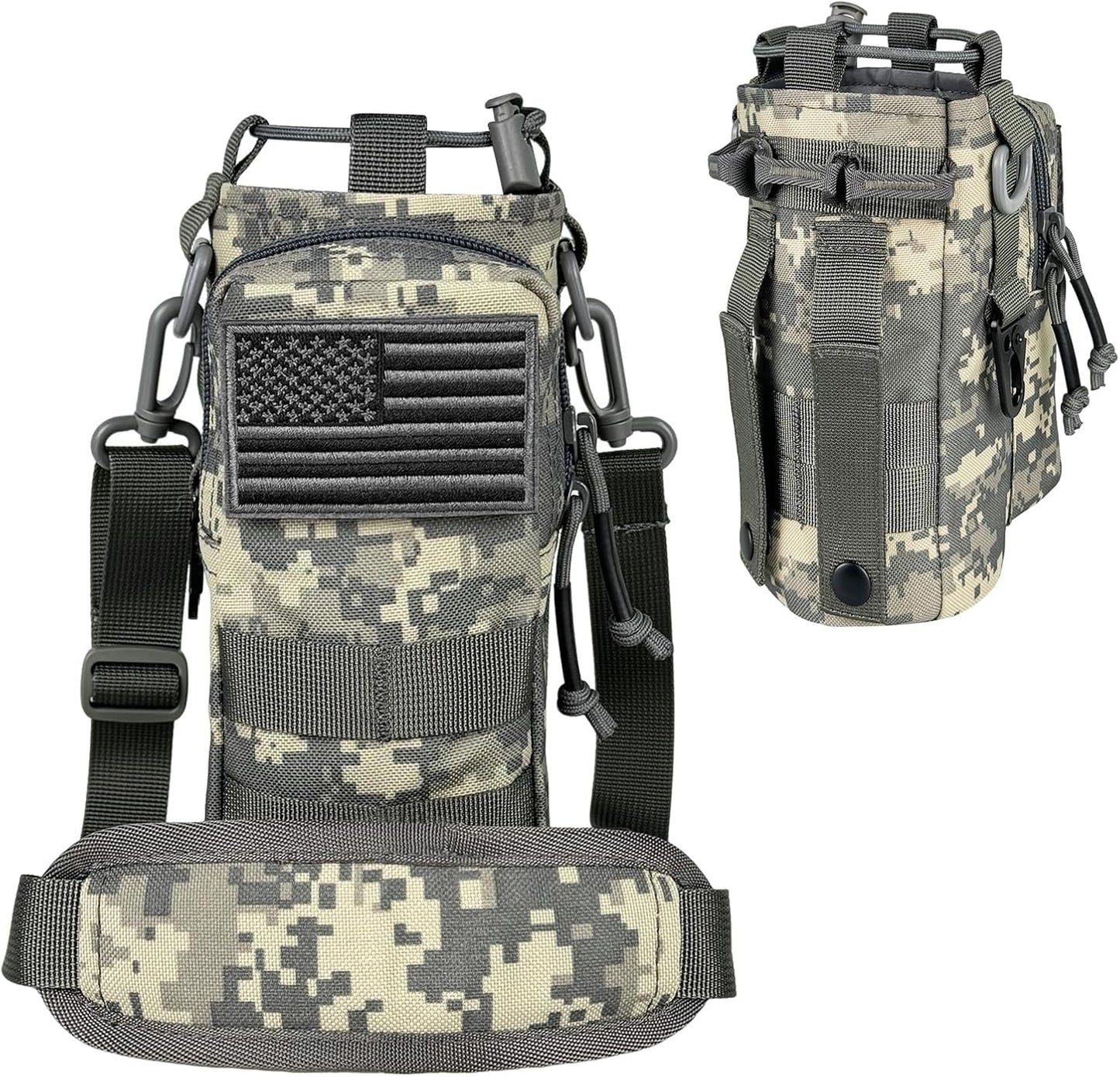 Water Bottle Holder with Strap - Tactical Insulated Water Bottle Sleeve with MOLLE System Water Bottle Cover Cross-Body Pouch for Walking Hiking Camping Gym 32oz&40oz