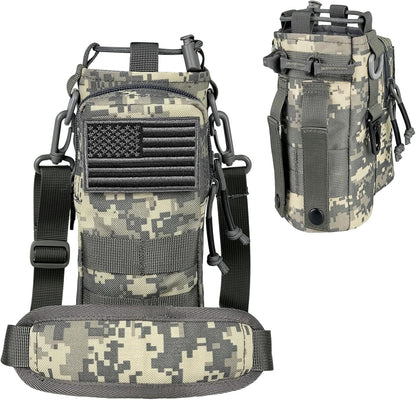 Water Bottle Holder with Strap - Tactical Insulated Water Bottle Sleeve with MOLLE System Water Bottle Cover Cross-Body Pouch for Walking Hiking Camping Gym 32oz&40oz