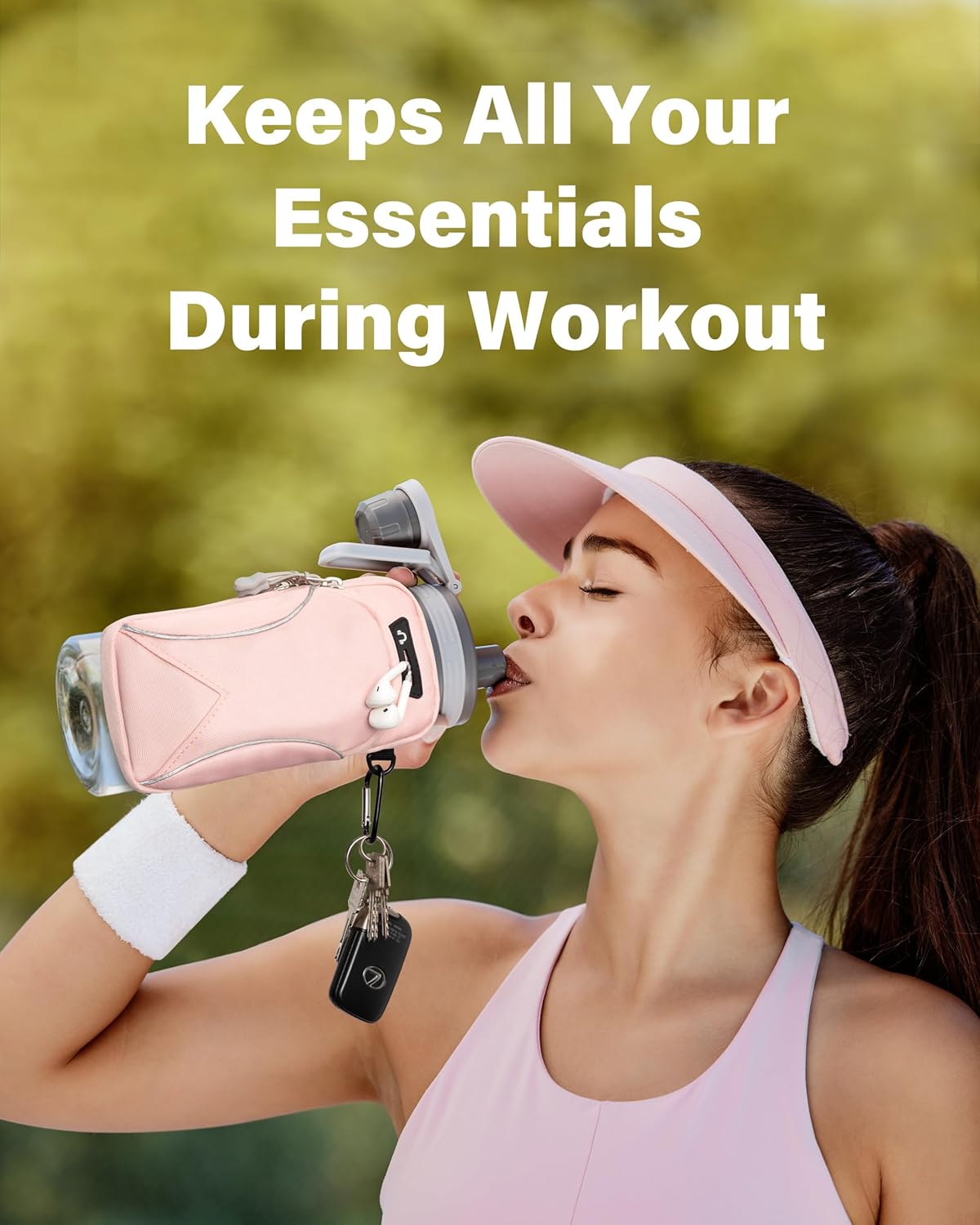 Gym Water with Phone Holder & Wallet, Water Bottle Caddy Versatile Sleeve Bag for Running Sports & Daily Use