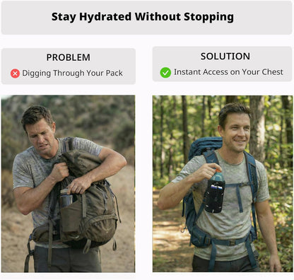 Ultralight Backpack Strap Water Bottle Holder – Front Access, Fits 16–24oz Bottles
