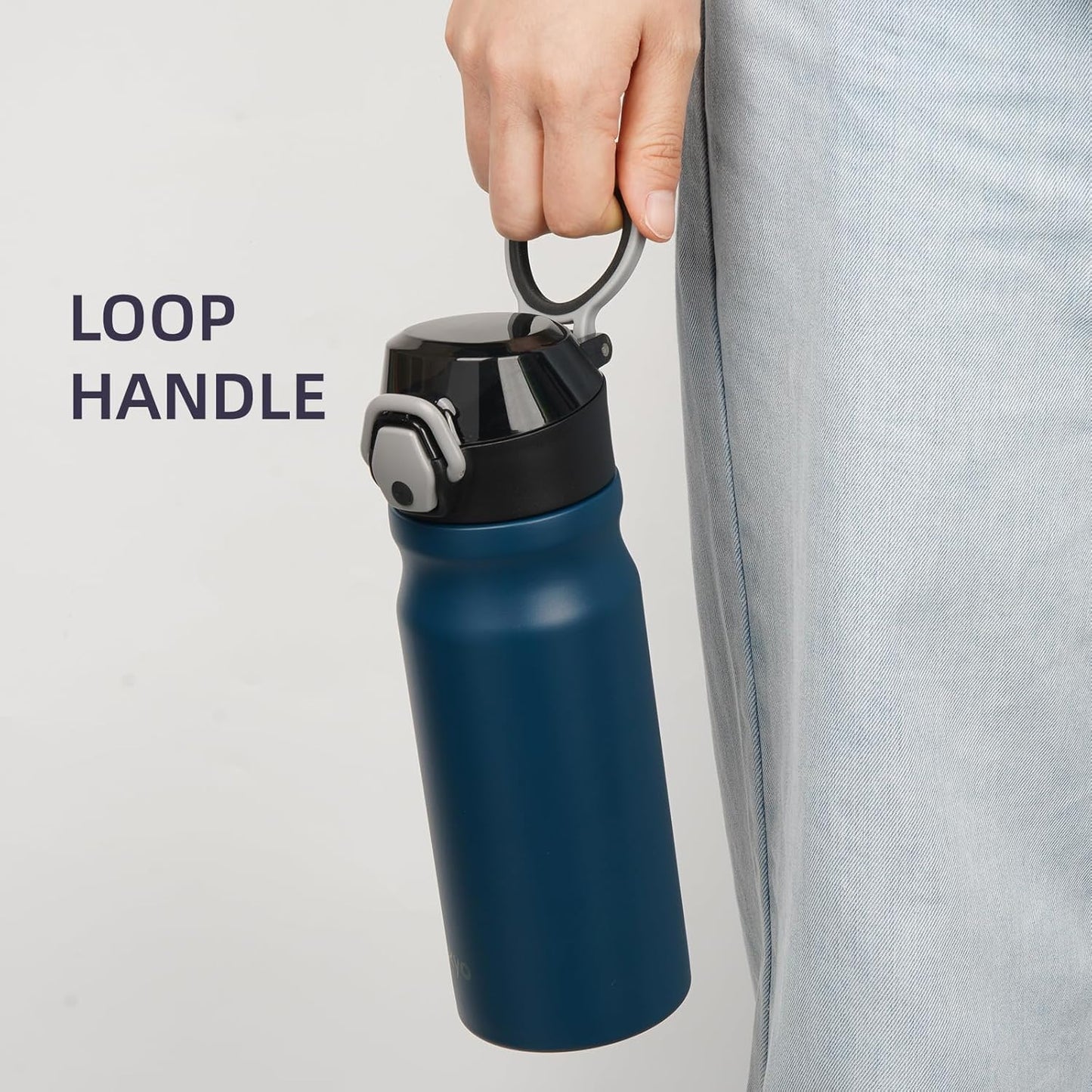Konokyo 18 oz Insulated Water Bottle with Straw Lid, Stainless Steel Vacuum Sports Water Bottle, Leak-Proof Reusable Metal Flask with Carry Loop, BPA-Free Travel Bottle for Gym, School, Office