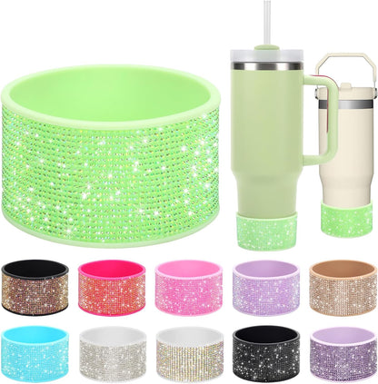 Rhinestone Silicone Boot for 40oz 30oz Stanley Quencher, Anti-Slip Silicone Protector for Qunercher Pro Tour Flip 40oz 30oz, Cup Accessories for 2.75-2.95 inch Trapezoidal Cylinder Base