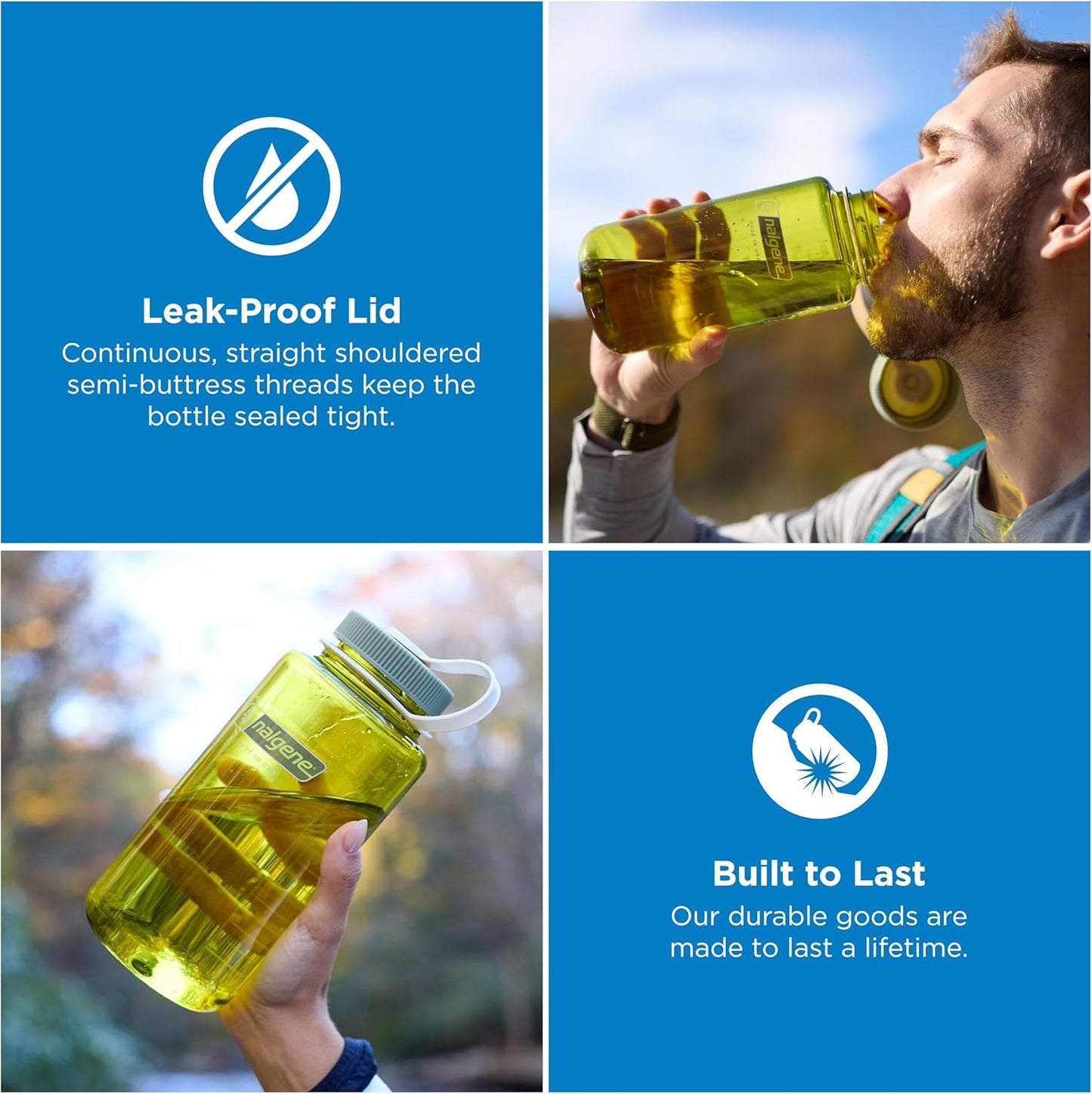 Nalgene 32 oz Wide Mouth Water Bottle | BPA-Free, Durable & Leak Proof, Lightweight Bottle for Hiking & Gym, Work & Travel
