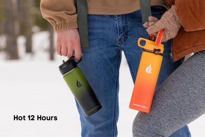 HYDRO CELL Stainless Steel Insulated Water Bottle with Straw - For Cold & Hot Drinks - Metal Vacuum Flask with Screw Cap and Modern Leakproof Sport Thermos for Adults (Neon 18oz)