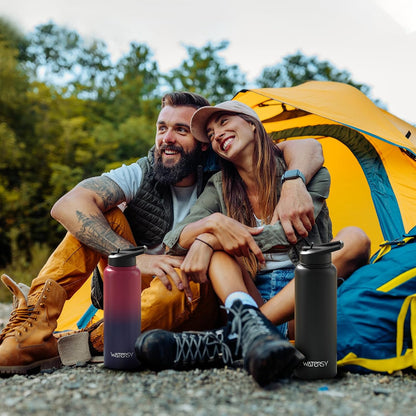 40oz Insulated Water Bottle (Cold for 48 Hrs),BPA Free&Leak Proof,Stainless Steel Water Flask,Water Jug with Straw Spout Lids for Gym,Hiking,Travel,Black Blue