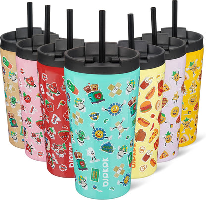 BJPKPK 22oz Insulated Tumbler With lid And Straw Stainless Steel Tumblers Travel Coffee Mug Reusable Thermal Cup,Sky