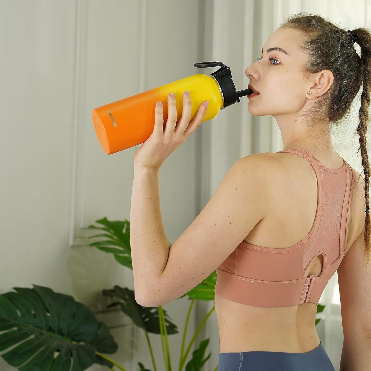 KXIAOCHEN Insulated Water Bottle With Strap, Cold For 48 Hrs Leak Proof, Triple Wall Stainless Steel Sports Water Bottle With Straw And Spout Lid For Gym Hiking Travel