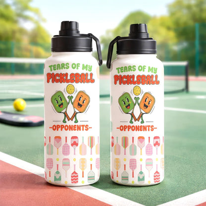 Funny Pickleball Water Bottle 32oz with Lid, Tears of My Pickleball Opponents, Pickleball Gifts for Pickleball Players, Pickleball Lovers, Sports Bottle for Women Men, Stainless Steel