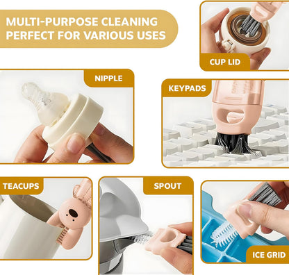 Cup Lid Cleaning Brush, 3 in 1 Cup Cleaner Brush New Multifunctional Lid Cleaner Lid Brush Cleaning Tool Multipurpose Bottle Gap Cleaner Brush Blue