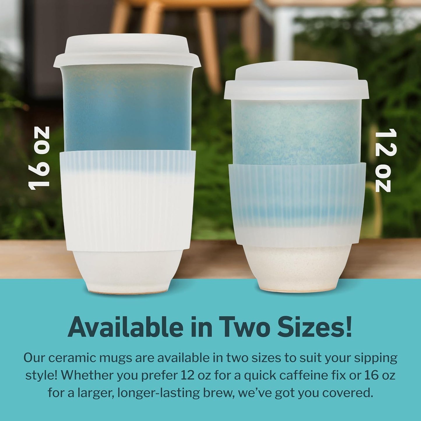 NOVA CERAMICS Coffee Tumbler – Travel Mug - On the Go Coffee Mug – Microwave & Dishwasher Safe Green Coffee Tumbler - Gifts For Women Men Him Her – 16oz – Monsoon