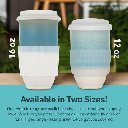 NOVA CERAMICS Coffee Tumbler – Travel Mug - On the Go Coffee Mug – Microwave & Dishwasher Safe Green Coffee Tumbler - Gifts For Women Men Him Her – 16oz – Monsoon