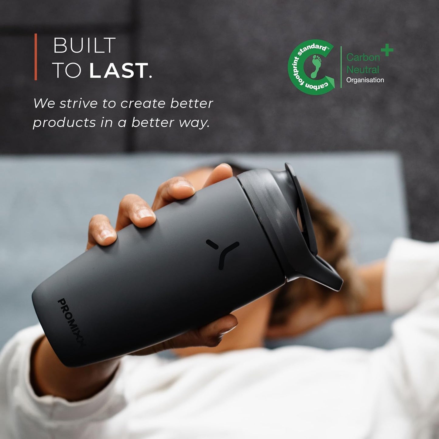 Promixx Pursuit Shaker Bottle - Insulated Stainless Steel Water Bottle and Shaker Cup - 18oz - Midnight Blue