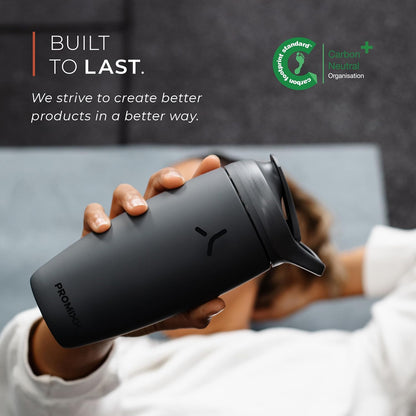 Promixx Pursuit Shaker Bottle - Insulated Stainless Steel Water Bottle and Shaker Cup - 18oz - Midnight Blue
