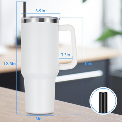 DOMICARE 40 oz Tumbler with Handle and Straw, Stainless Steel Tumbler with Lid and Straw, Reusable Vacuum Insulated Cup, Travel Coffee Mug, Blue, 1Pack
