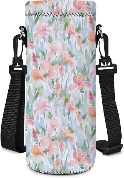 Neoprene 500ML/750ML/1000ML Water Bottle Bag Carrier, Portable Insulated Bottle Sling Holder Case Pouch with Adjustable Shoulder Strap for Men Women Walking Hiking Running