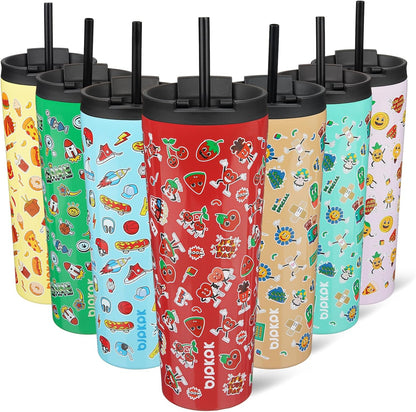 BJPKPK 22oz Insulated Tumbler With lid And Straw Stainless Steel Tumblers Travel Coffee Mug Reusable Thermal Cup,Sky