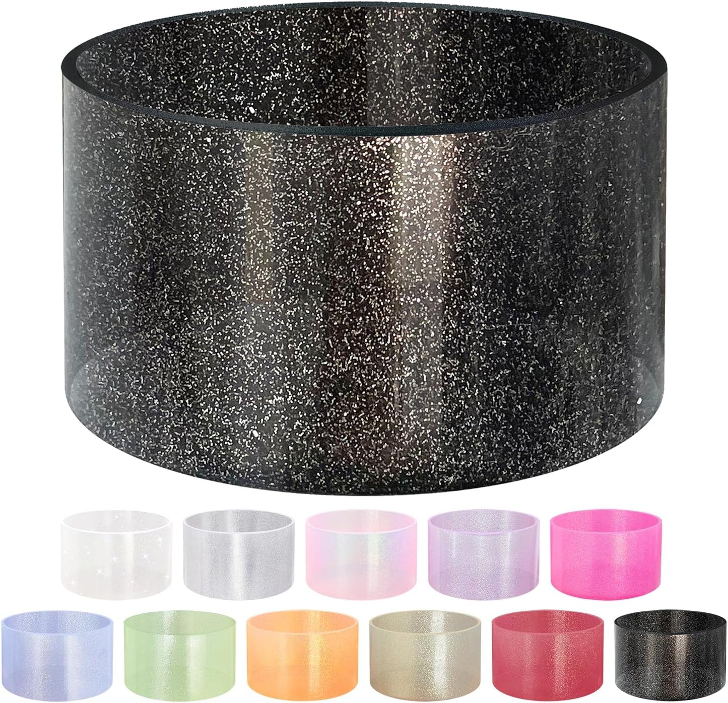 Jelly Luster Glitter Silicone Transparent Boot for Stanley 20-40oz, Compatible with Hydro Flask or Other Water Bottle Tumbler, 2.85-3.0 inch Protective Anti-Slip Bottom Sleeve Cover