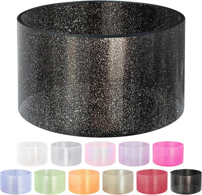 Jelly Luster Glitter Silicone Transparent Boot for Stanley 20-40oz, Compatible with Hydro Flask or Other Water Bottle Tumbler, 2.85-3.0 inch Protective Anti-Slip Bottom Sleeve Cover