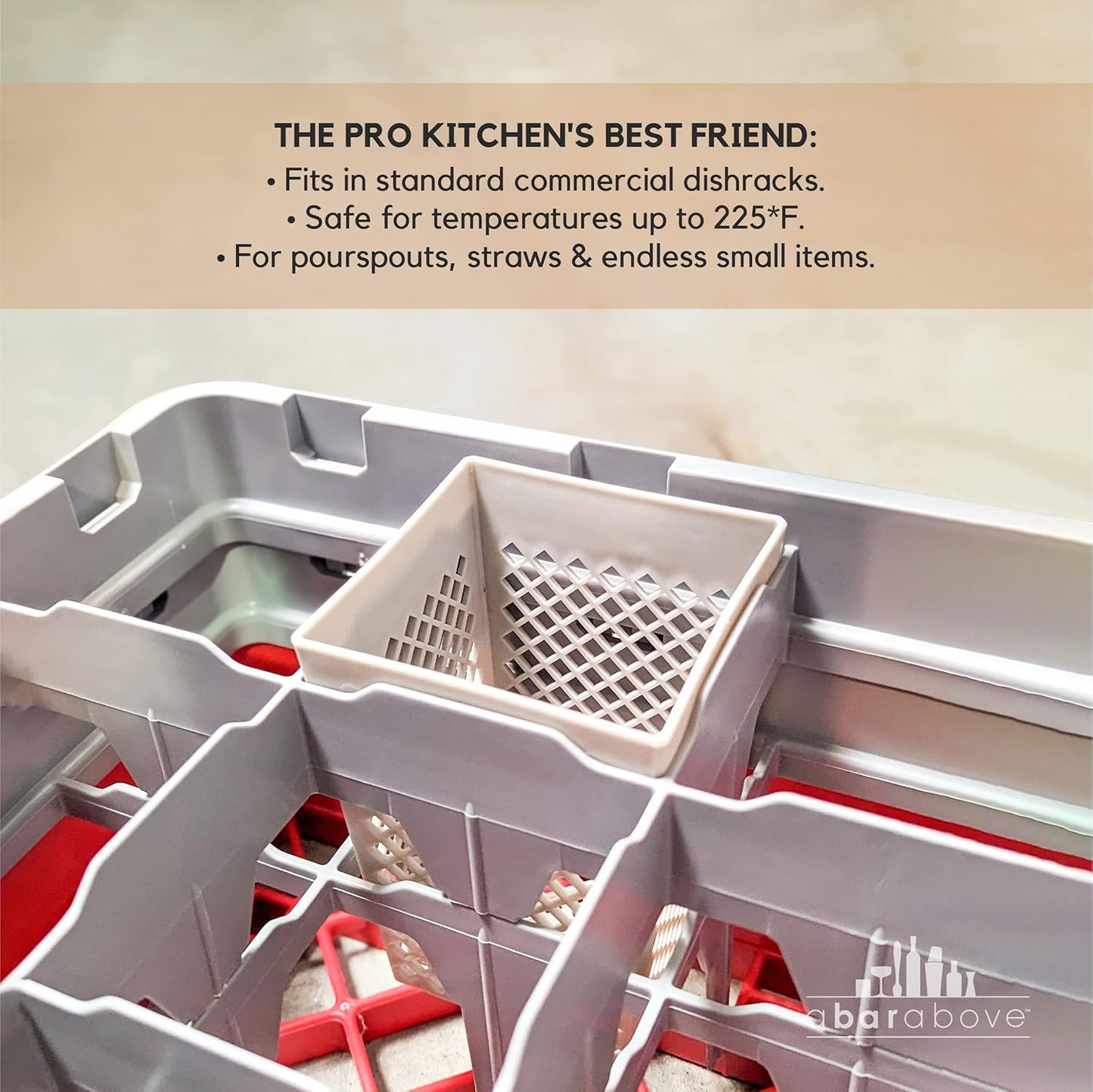 A Bar Above Dishwasher Basket for Reusable Straws and Small Bar Tools, Plastic Straw Basket for Washing Cocktail Picks, Stir Sticks, & Kitchen Accessories, Ideal for Home and Commercial Dishwasher use