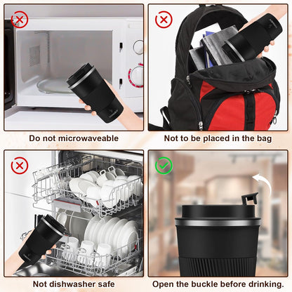 MOMSIV 12oz Travel Mug, Insulated Coffee Cup with Leakproof Lid, Travel Coffee Mug Vacuum Stainless Steel Double Walled Reusable Coffee Cup for Hot and Cold Water Coffee