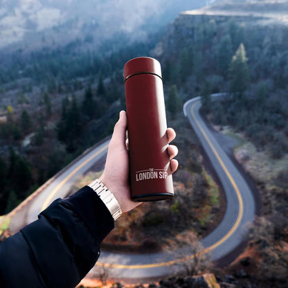 The London Sip Multi-Purpose Travel Mug and Tumbler Fruit Infused Flask Hot and Cold Double Wall Stainless Steel Thermos with Extra-Long Infuser, Purple