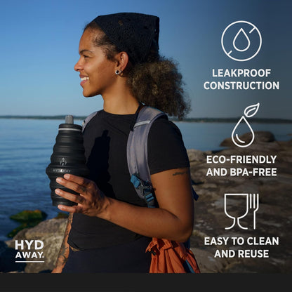 HYDAWAY 25oz Collapsible Travel Water Bottle - BPA-Free, Leakproof, Lightweight, Space-Saving - Perfect for Hiking, Travel, and All-Day Hydration