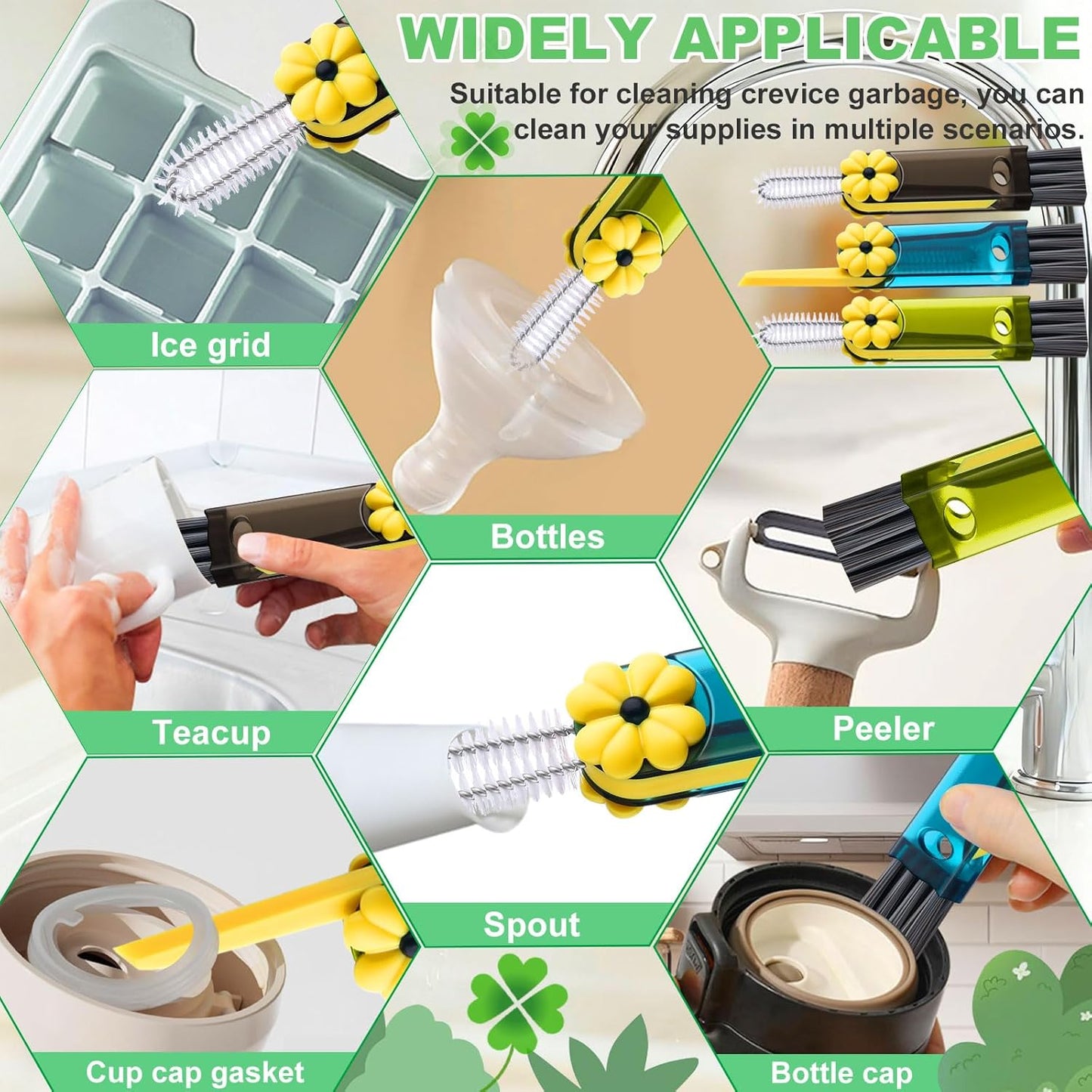 3 in 1 Cup Lid Cleaning Brush, Portable Water Bottle Brush, Multifunctional Bottle Cleaner Brush Set for Tight Spaces, Bottle Gaps, Tumblers, Travel Mug Caps(3 PCS)