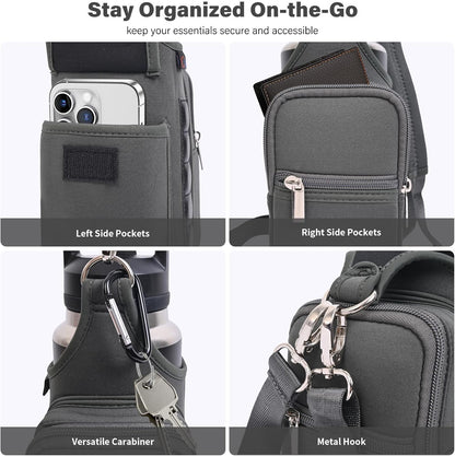 icolor Magnetic Gym Bag Water Bottle Carrier Holder with Phone Pockets & Shoulder Strap,Gym Magnetic Bag 5 Built-in Magnets Gym Accessories Organizer Sling Bottle Bag Pouch Sleeve