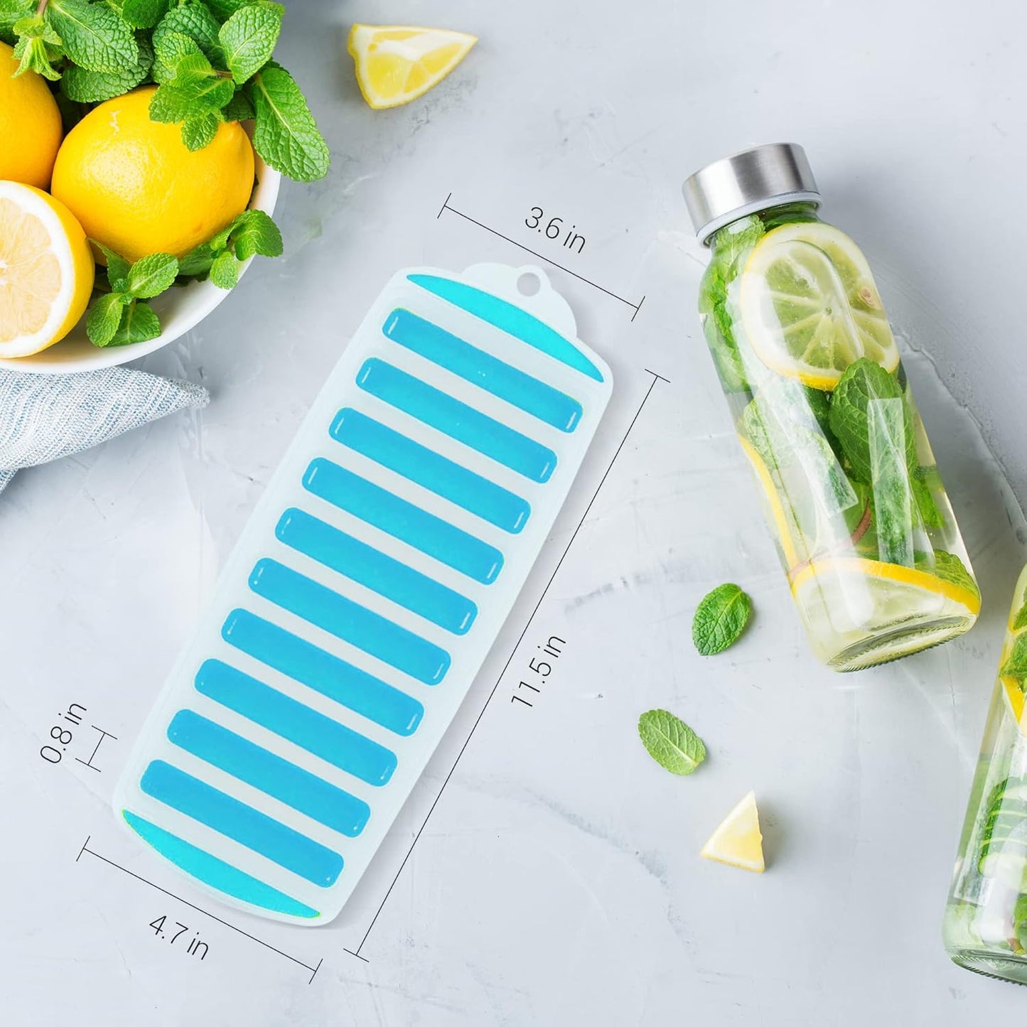 Meadow Lane Ice Stick/Cube Tray, Green 1-Tray (1-Pack, Green), Narrow and Long for Sports Bottles