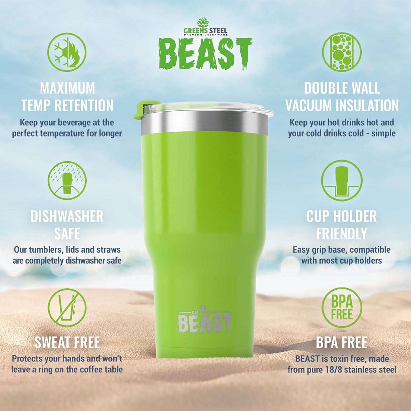 Beast 10 oz Tumbler Stainless Steel Vacuum Insulated Coffee Ice Cup Double Wall Travel Flask (Arctic White)