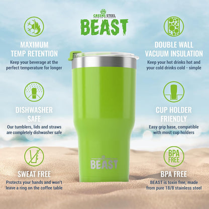 Beast 10 oz Tumbler Stainless Steel Vacuum Insulated Coffee Ice Cup Double Wall Travel Flask (Arctic White)
