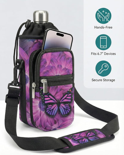 AUPET Water Bottle Sling Bag Sleeve Holder Carrier 25/32/40/64 oz,Insulated Crossbody Water Bottle Case Cover with Strap and Pockets for Men/Women Walking Hiking