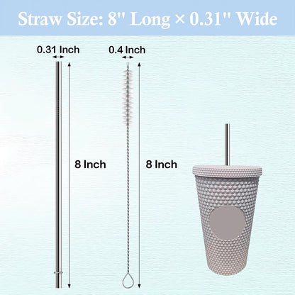 10.5 Inch Stainless Steel Straws Replacement for Starbucks Cold Cup Venti 24 oz, 6 PCS Straight Reusable Metal Straw with Cleaning Brush, 10.5" X 0.31" Compatible with Starbucks Tumblers