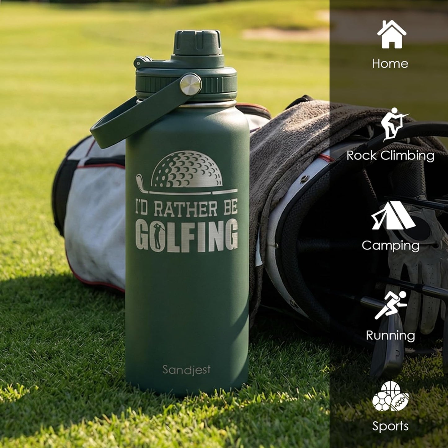 SANDJEST Gym Insulated Engraved Stainless Steel Water Bottle 32oz, Vacuum Chug Lid Travel Tumbler For Men Friends Dad Gymer Trainer, Gym Mode on, Birthday Christmas Father's Day