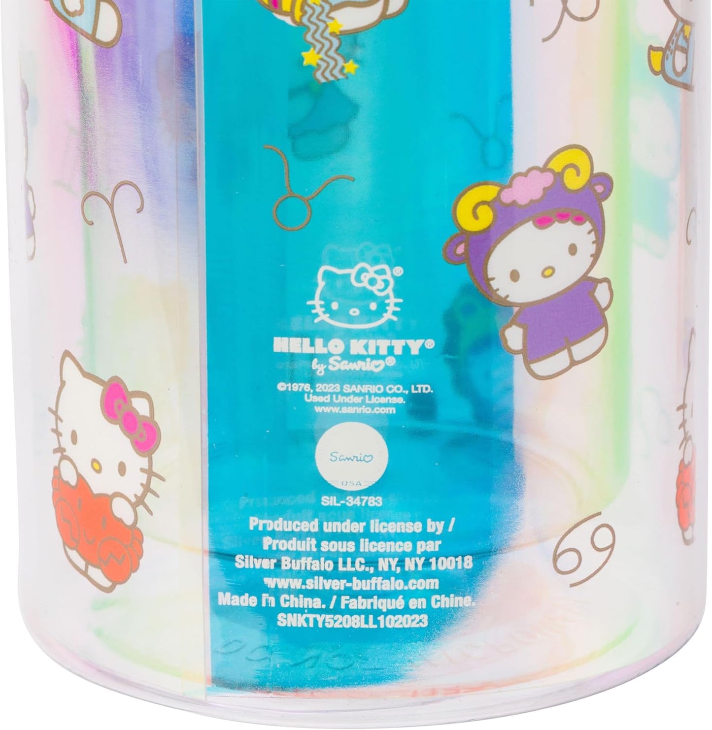 Silver Buffalo Sanrio Hello Kitty Milk Carton Pattern Plastic Boba Tumbler w Lid and Wide Straw, 24 Ounces