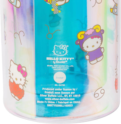 Silver Buffalo Sanrio Hello Kitty Milk Carton Pattern Plastic Boba Tumbler w Lid and Wide Straw, 24 Ounces