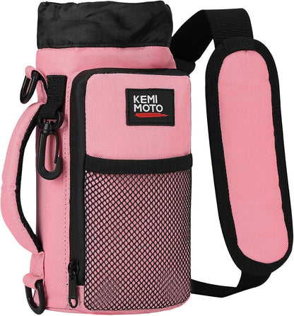 KEMIMOTO Water Bottle Holder Bag, Water Bottle Carrier with Adjustable Shoulder Strap, Water Bottle Pouch Holder for Hiking, Camping, Fishing, Compatible with YETI STANLEY SLM 32 oz, 40 oz, 64 oz