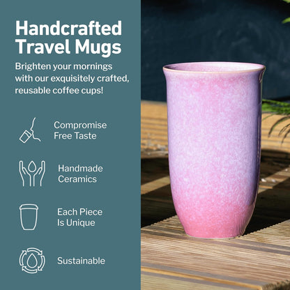 NOVA CERAMICS Coffee Tumbler – Travel Mug - On the Go Coffee Mug – Microwave & Dishwasher Safe Green Coffee Tumbler - Gifts For Women Men Him Her – 16oz – Monsoon
