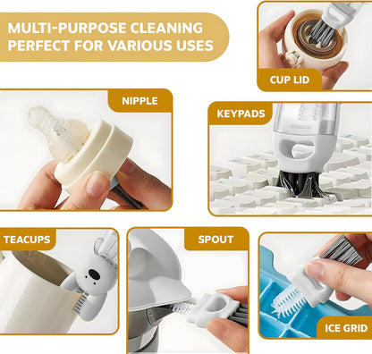 Cup Lid Cleaning Brush, 3 in 1 Cup Cleaner Brush New Multifunctional Lid Cleaner Lid Brush Cleaning Tool Multipurpose Bottle Gap Cleaner Brush Blue