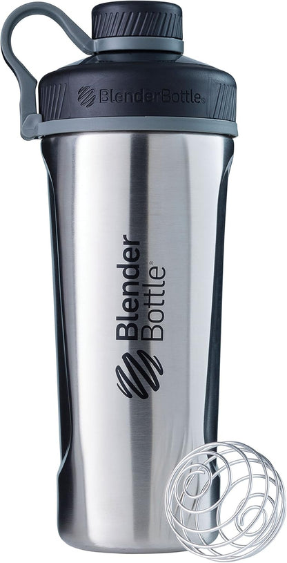 BlenderBottle Radian Shaker Cup Insulated Stainless Steel Water Bottle with Wire Whisk, 26-Ounce, Matte Black