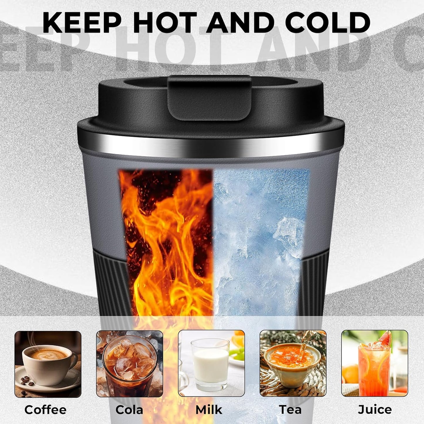 Insulated Coffee Tumbler 12 oz, Stainless Steel Coffee Mug with Lids, Travel Coffee Mug Leak Proof, Double Wall Vacuum Insulated Reusable Coffee Cup, Keep Drinks Hot and Cold (Sky Blue, 12 Ounces)