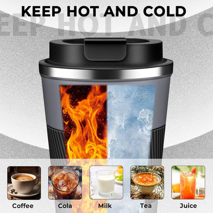 Insulated Coffee Tumbler 12 oz, Stainless Steel Coffee Mug with Lids, Travel Coffee Mug Leak Proof, Double Wall Vacuum Insulated Reusable Coffee Cup, Keep Drinks Hot and Cold (Sky Blue, 12 Ounces)