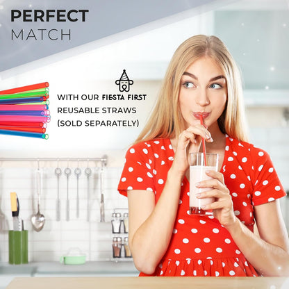 Buenalife Heavy Duty Cleaning Brushes Set of 4 - Extra Long Straw Cleaners for Metal and Plastic Reusable Drinking Straws, to Clean Small Spaces, Sippy Cups, Water Bottles - Sturdy Hard Brush Bristles