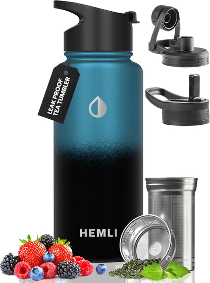 22 oz Ceramic Lined Tea Infuser Travel Tumbler, Micro-Mesh Stainless Steel Infuser, Pure Taste Ceramic Interior, Triple Insulated 12hr Hot Cold, Dual Sip & Straw Lid, Scratch-Resistant