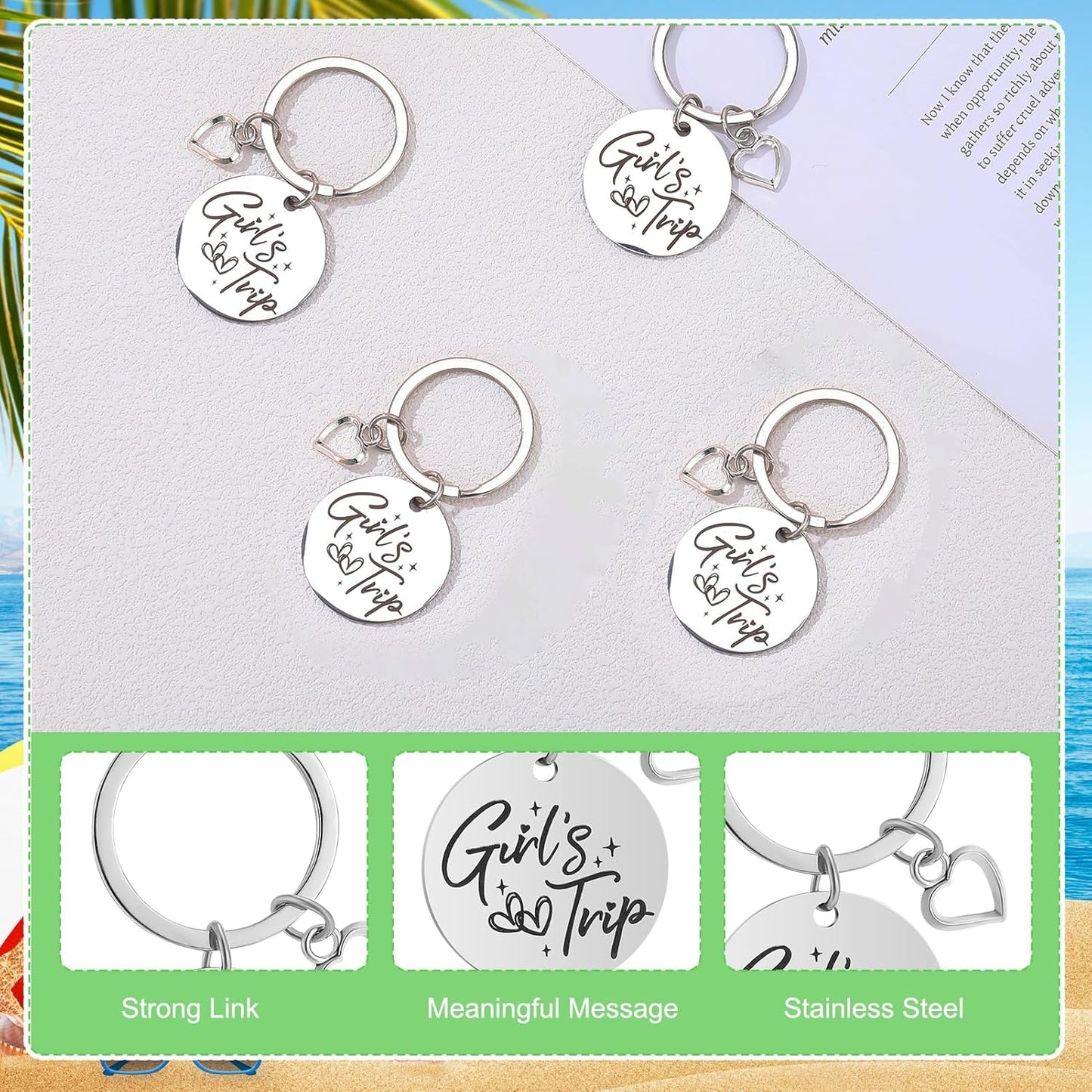 Ovveroche12 Pcs Girls Trip Gifts Set Include 4 Friends Wine Tumbler with Lid And Straw 12 Oz 4 Friends Cosmetic Bag 4 Keychains Bulk Friend Appreciation Gifts Set for Girls Weekend Bachelorette Travel